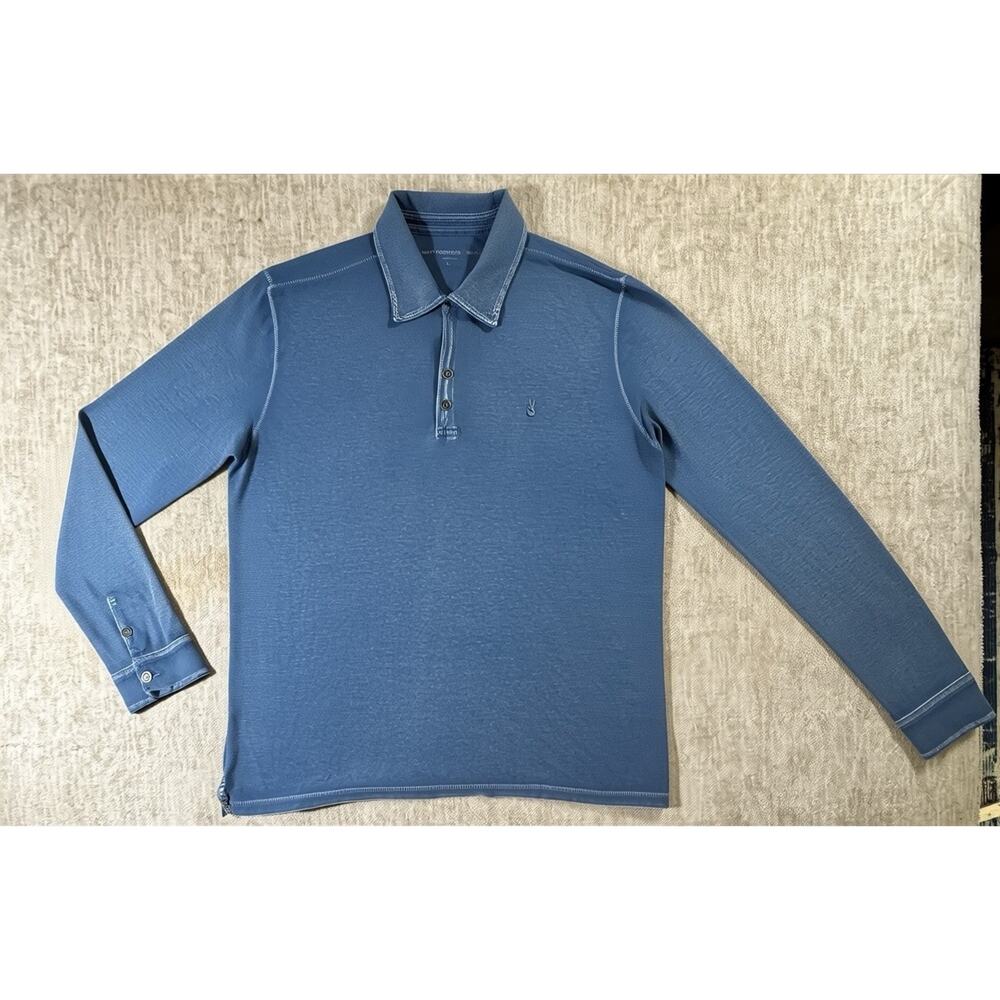 John Varvatos Men’s Long Sleeve Blue Polo Shirt Size L